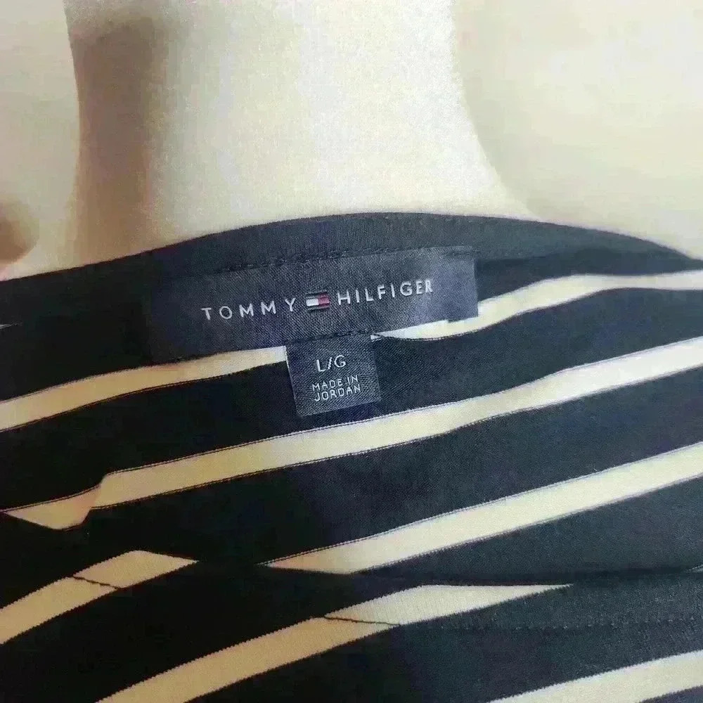 Tommy Hilfiger women's navy and white striped blouse 3/4 sleeve size large - Picture 4 of 7